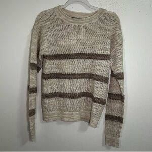 Frye loose knit striped cream and brown sweater
